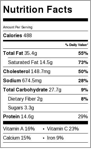 Potato and Bacon Quiche Nutrition Information